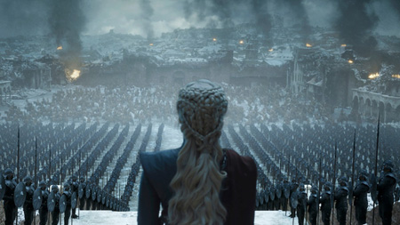 Daenerys appears before her army after the defeat of King's Landing.